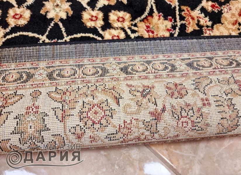 Тъкан персийски килим Blue stones 1656 black/cream